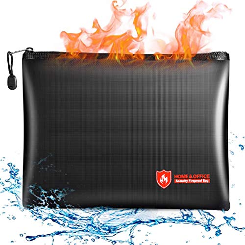 Fireproof Document Bags, 14x10 Inches Waterproof and Fireproof Money Bag, Fireproof Safe Storage