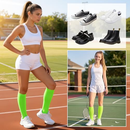 Image of American Trends Womens Athletic Knee High Socks Outdoor Sport Thigh High Stockings Casual Stripes Tube Socks