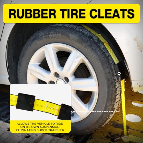 Image of Car Hauler Straps 4-Pack Heavy Duty 2inx10ft with Idler J Hooks