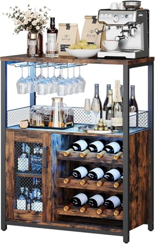 Garvee Weinschrank Weinregal Industrial mit Led Licht Barschrank...