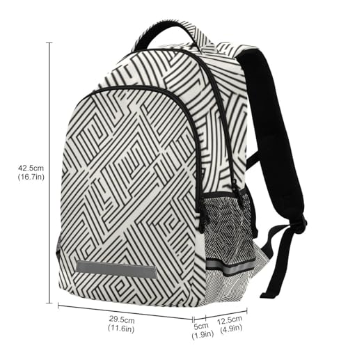 Black Line Kid's Elementary Middle School Backpack for Son Daughter, Age 6-12 Back to School Backpack Bookbag Schoolbag for Boys Girls3