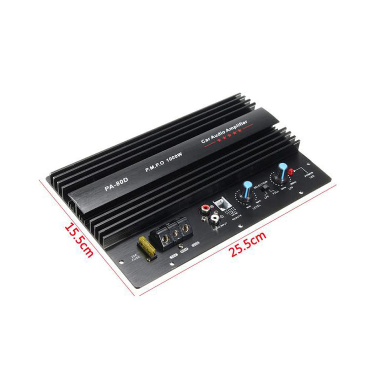 Kisangel Amplificador de Subwoofers para Coche 12v 1000w Mono Control de CD y Carcasa de Acero Inoxidable para Sistema de Audio de Automóvil
