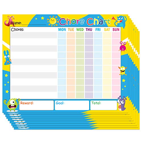Top Rated 10-Pack Chore Chart for Kids, Yoklili Monster Themed Dry Erase Reward Chart Reusable Behavior Potty Chart for Home Classroom Top Rated 10-Pack Chore Chart for Kids, Yoklili Monster Themed Dry Erase Reward Chart Reusable Behavior Potty Chart for Home Classroom