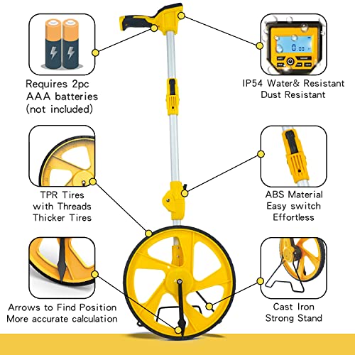 Zozen Measuring Wheel Digital Display, 3-Sections Foldable, Imperial/Metric Measure Wheel with Backlit Display | Up to 99,999Ft/ 99,999M | Kickstand to Keep Stand |Portable, Include Cloth Backpack. by zozen - Image 4