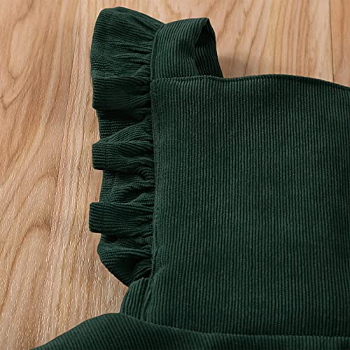 Piacakece Baby Girls Corduroy Suspender Skirt Toddler Girl Ruffled Sleeveless Strap Overalls Skirt Tutu Dress Clothes (A-Dark Green, 4-5 Years) #TOP2