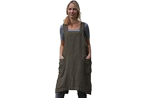 Women's Wrap Apron with Cross-Back and Pockets for Baking, Cooking, and Gardening