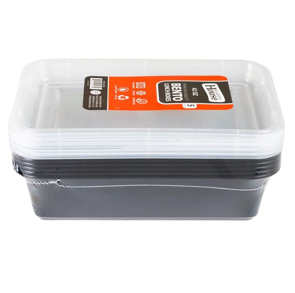 Photo 1 of Rectangular Bento Lunch Boxes - 42 oz, Plastic - Case of 120 - For Meal Prep, Lunches & Takeout