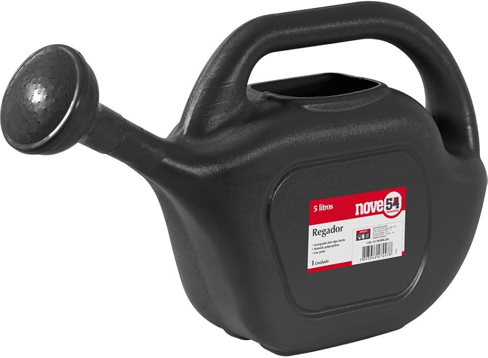 Regador Plástico Preto, 5 Litros, Nove54 Nove 54