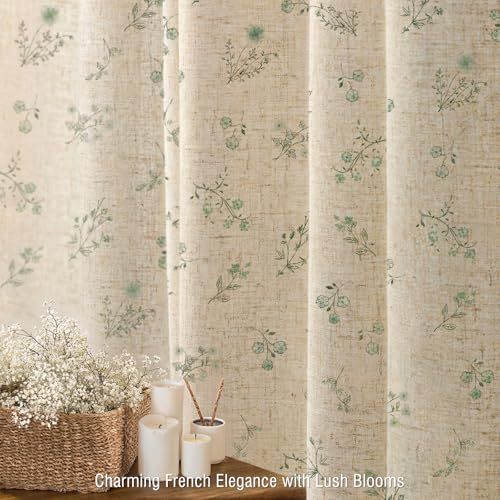 Sage Green Floral Farmhouse French Vintage Linen Shower Curtain 72Wx72H by XOGUIBO - Used condition - Image 3