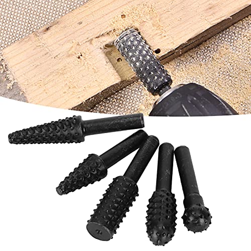 Lima de tallado de madera, artefacto pulido para carpintería, juego de 5 piezas, con cabezal de molienda giratorio en relieve de forma especial, para tallar, biselar, ranurar escariado
