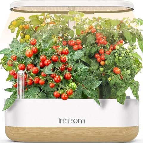 inbloom Hydroponics Growing System 12 Pods, Indoor Herb Garden with LEDs Full-Spectrum Plant Grow Light, Water Shortage Alarm, Automatic Timer, Height Adjustable,Gardening Gifts for Women, White Cover