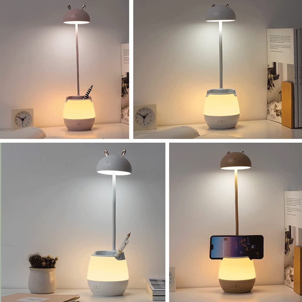 Klemmleuchte Schreibtischlampe LED-Schreibtischlampe Mit Stifthalter, Handyhalterung, Wiederaufladbarer USB-Augenschutz, Lese-Schreibtischlampen Für Das Bett Im Schlafsaal Leselampe Klemmlampe (Blue