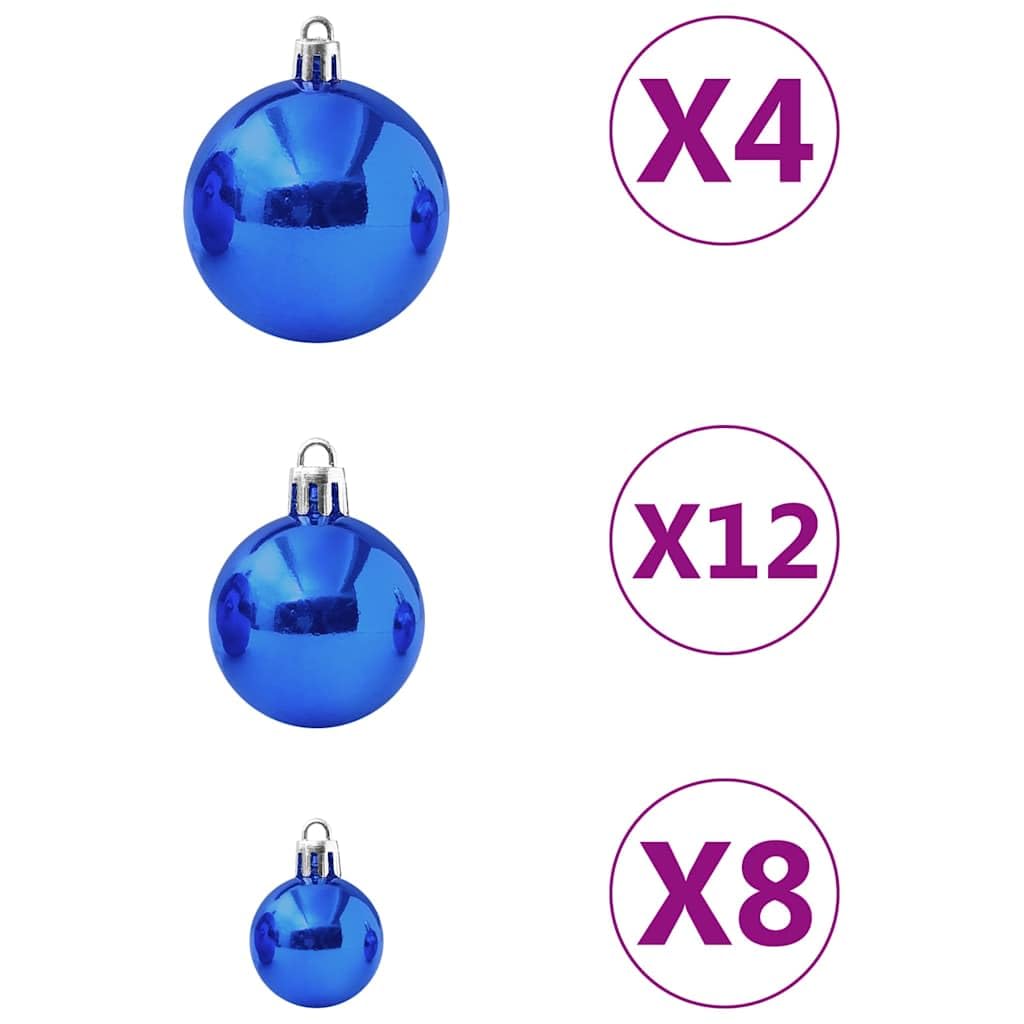 100-tlg. Weihnachtskugel Set Blau aus Kunststoff und PVC, 3 Größen 3 bis 6 cm, mit Aufbewahrungsbox, weihnachtsbaumschmuck christbaumschmuck für tannenbaum advent festtag dekoration