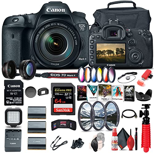 Cámara DSLR Canon EOS 7D Mark II con lente 18-135mm