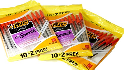 Bic Cristal Xtra Smooth Easy Glide Red Ink Ball Stick ...