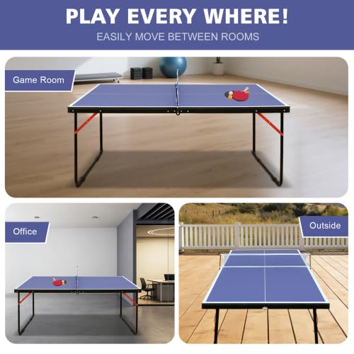 Tavolo da ping-pong pieghevole salvaspazio tavolo da ping pong mini tavolo da ping pong resistente alle intemperie, pieghevole per esterni e interni, piccolo con piedistallo