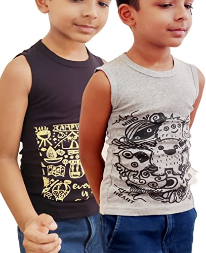 Image of HAP Boys Printed Mega Vest | 100% Cotton Multi Color Tank top |Sleeveless Tshirt