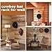yunmanqiji Cowboy Hat Rack for Wall,2 Pack Wooden Hat Holder,with Satin Finish Hat Hooks,Non-Damage Brim Design Can Keeps Original Shape of Hat, for Western Hat Organizer (Walnut Wood)