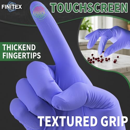 Image of FINITEX Nitrile Disposable Medical Exam Gloves Ice Blue 3.2mil Cleaning Food