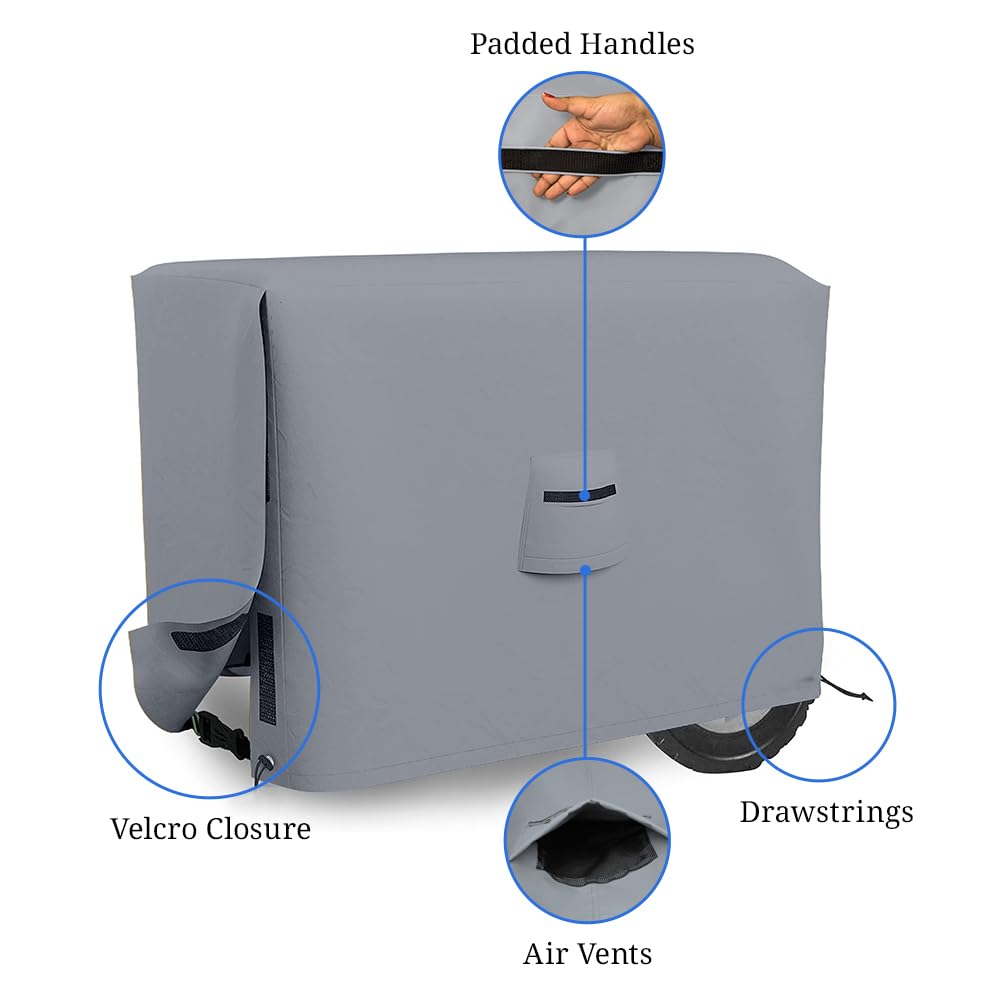 Cubiertas para generadores al aire libre, 100% resistentes a los rayos UV y a la intemperie, cubierta para generador con bolsillos de aire y cordón para Sungfit (26" x 20" x 20"), gris)