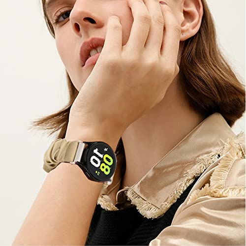 Scrunchie Watch Band 20mm for Women Compatible with Samsung Galaxy Watch Active 2 44mm 40mm/Active 40mm/Galaxy Watch 3 41mm/Galaxy Watch 42mm/Galaxy Watch 4 44mm 40mm/Galaxy watch 5 44mm 40mm/Pro 45mm (F(Black/Starlight/Cactus/Smoke Violet/Milk Tea), Large-Size) by DKGKOO - Used condition - Image 4
