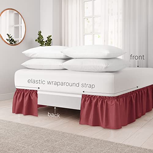 Ruffled Burgundy Queen Bed Skirt – Hotel-Quality Ruffles For Queen Beds With 18 In. Drop – Elastic Wrap Around Dust Ruffle Queen Bedskirt For Easy Fitting With Brushed Fabric By Cgk Unlimited #TOP2