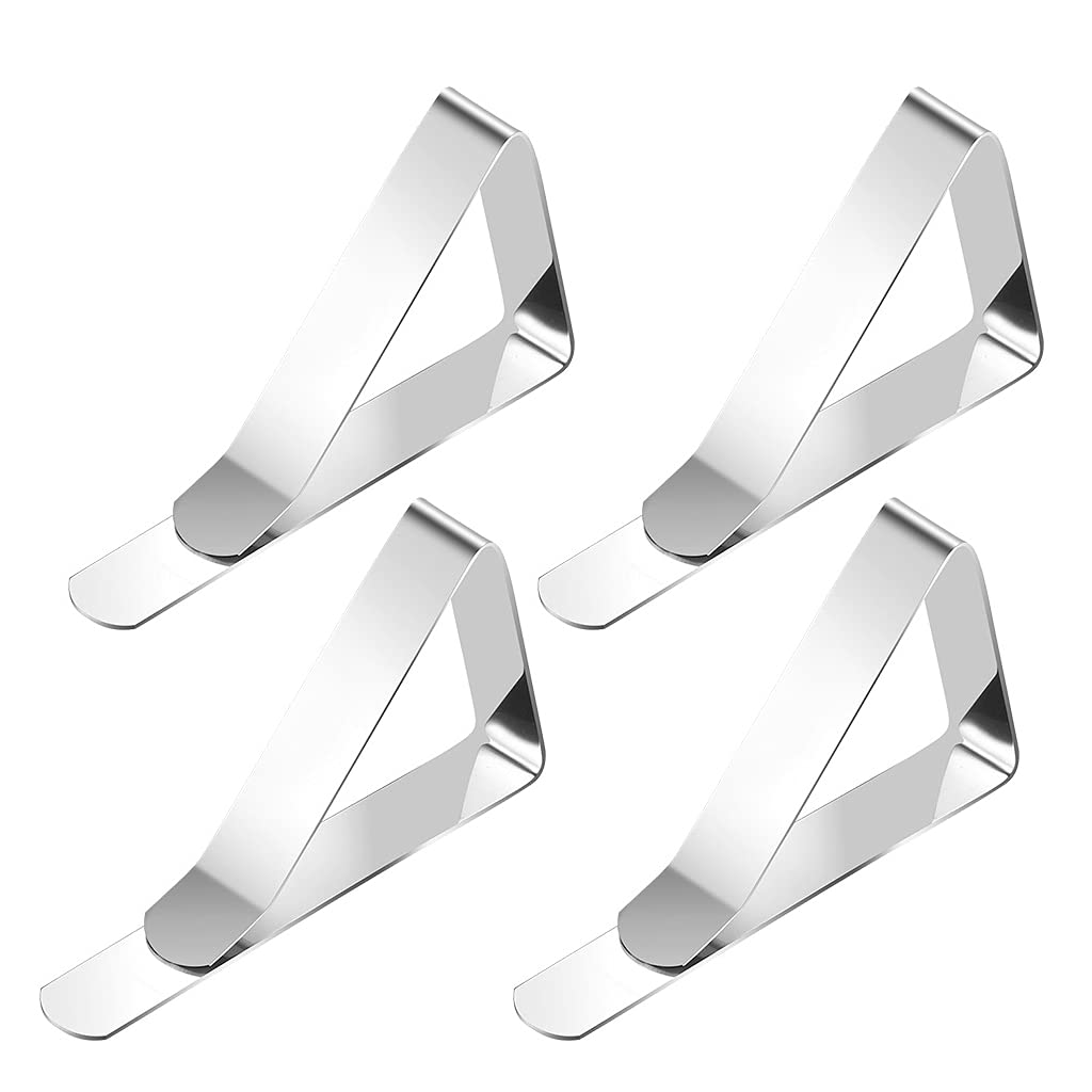 MONOJLY Tablecloth Clips 4/8pcs Fixation Table Runner Metal Fix Clamp Holder Rack for Outdoor Tables Weddings Graduation Party