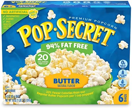 Pop Secret 94% Fat Free Butter Popcorn, 6 Count Boxes (Pack of 6)