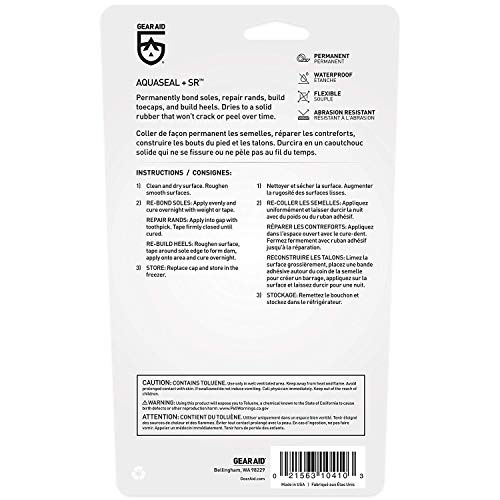 Image of GEAR AID Aquaseal SR Shoe Repair Adhesive For Fixing Holes in Hiking, Work, Boots, Rainboots, Shoes, Soles and Rebuild Heels, Clear, 3 Pack