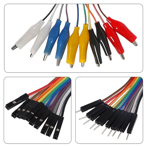 Image of 40PCS Alligator Clip to Male Jumper Wire Electrical Alligator Clip to Jump Wire Test Leads Jumper Wire Male to Alligator Clip Jumper Wire Female to Alligator Clip for Arduino(20cm)