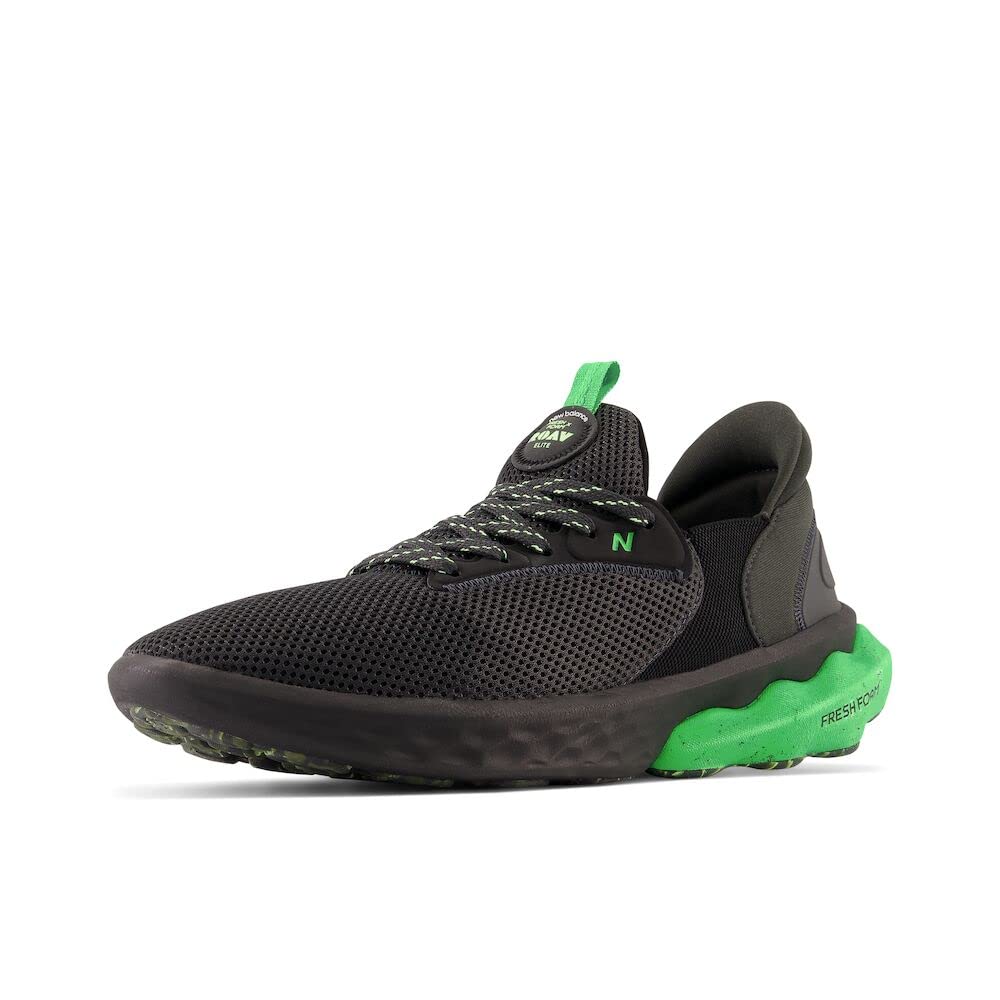 New Balance Men's Fresh Foam Roav Elite V1 Running Shoe, Blacktop/Green, 9