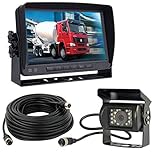 12V-24V Vehicle Parking Camera Monitor System 7" LCD HD Monitor with Sun Shade Bracket +Waterproof 18LED Night Vision Reversing Backup Rear View Camera with 10M Cable for RV/Bus/Trailer/Truck