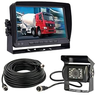 12V-24V véhicule Système de caméra de recul 17,8cm TFT LCD HD Moniteur avec Pare-Soleil + 4Pin étanche Recul 18LED Vision de Nuit Caméra de recul de Sauvegarde pour RV/Bus/remorque/Camion