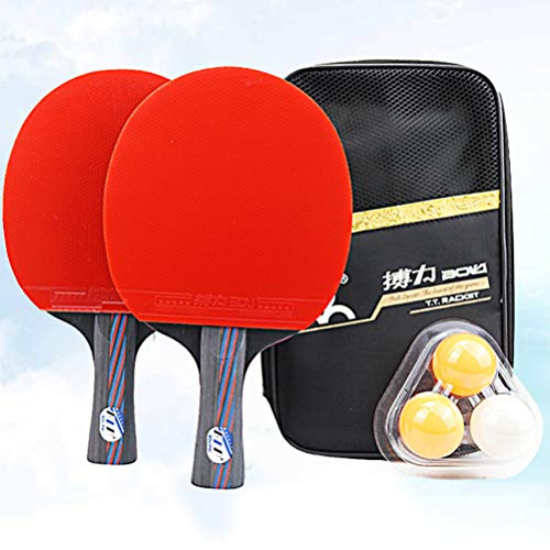 FAVOMOTO Conjunto de Raquete de Tênis de Mesa de 2 Peças Pong Pong Com 3 Bolas de Tênis de Mesa Esto