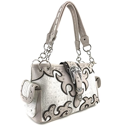 Justin West Concealed Carry Western Buckle Duo Color Shoulder Handbag Purse3