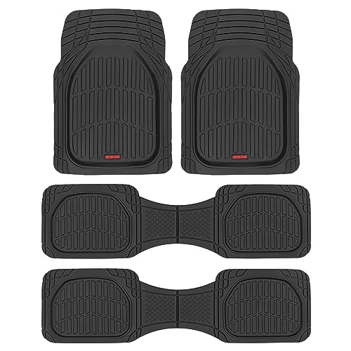 Motor Trend Original FlexTough Black Rubber Car Floor Mats for 3 Row