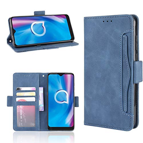 QiongNi Case for Alcatel 1s 2020 Case Cover,Case for Alcatel 1s 2020 5028A 5028D 5028Y Case Flip Pu Leather Cover Blue