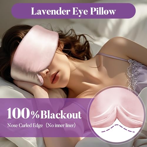 Okaydot Purple Lavender Eye Mask, Weighted Sleep Mask for Dry Eyes, Microwave Heated Therapy, Adjustable Satin Eye Pillow - Image 5