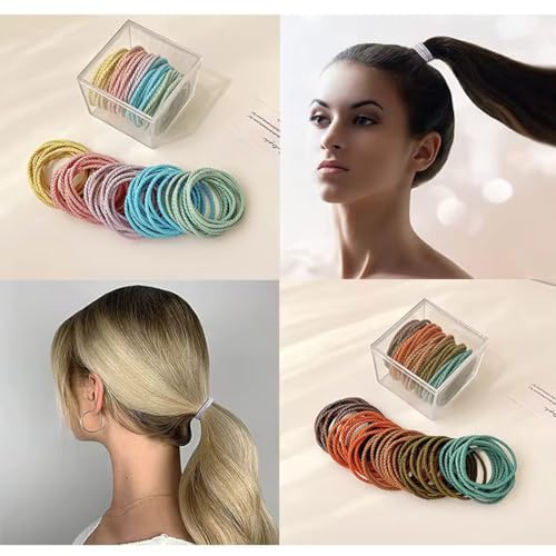 Image of GITGRNTH Soft Cotton Hair Ties for Women - No Damage Elastic Hair Bands - Durable Rubber Band for Women - Ideal Ponytail Holders - Comfortable Hair Accessories - Gentle on All Hair Types - Perfect for Thick and Thin Hair - Scrunches for Women - Kids Hair Rubber Band