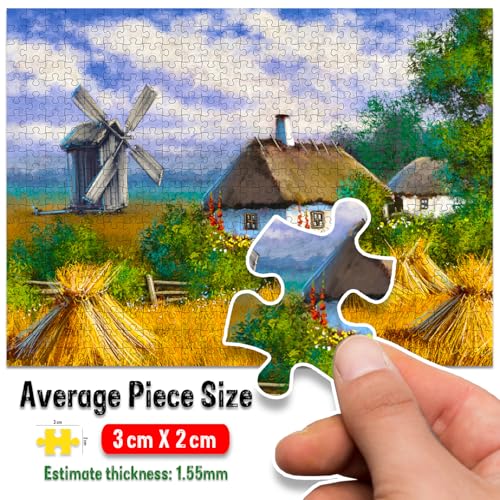Image of Farm Cottage Jigsaw Puzzles for Kids and Children - Realistic Illustration Challenging Brain Booster Gifts, Fun and Creative Game - (500 Pcs)