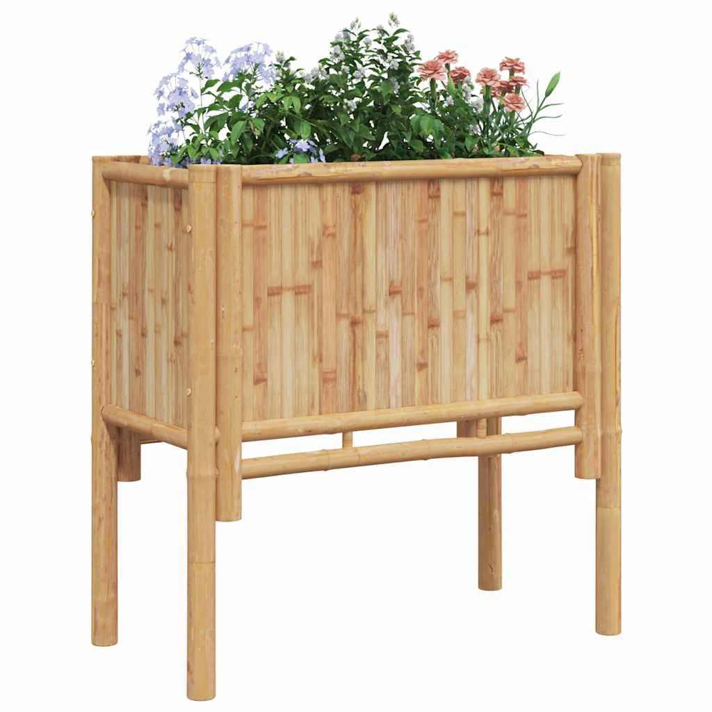 Podwyższona grządka brązowa 70 x 35 x 70 cm bambus