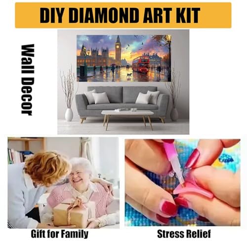Broderie Cross Stitch Crystal Art Kit Londres : Activité Manuelle 5D