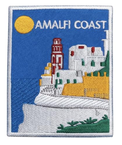 Generic Amalfi Coast Italy Patch (3.5 Inch) Embroidered Iron-on/Sew-on Badge Travel Europe Souvenir Sorrentine Peninsula Campania Emblem DIY Gift Patches, Large