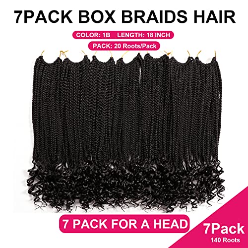 7 Packs 18 Inch Crochet Box Braids Hair With Curly Ends Prelooped Goddess Box Braids Crochet Hair Braiding Hair Crochet Braids Hair For Black Women (18 Inch 7 Packs, 1B#) #TOP1