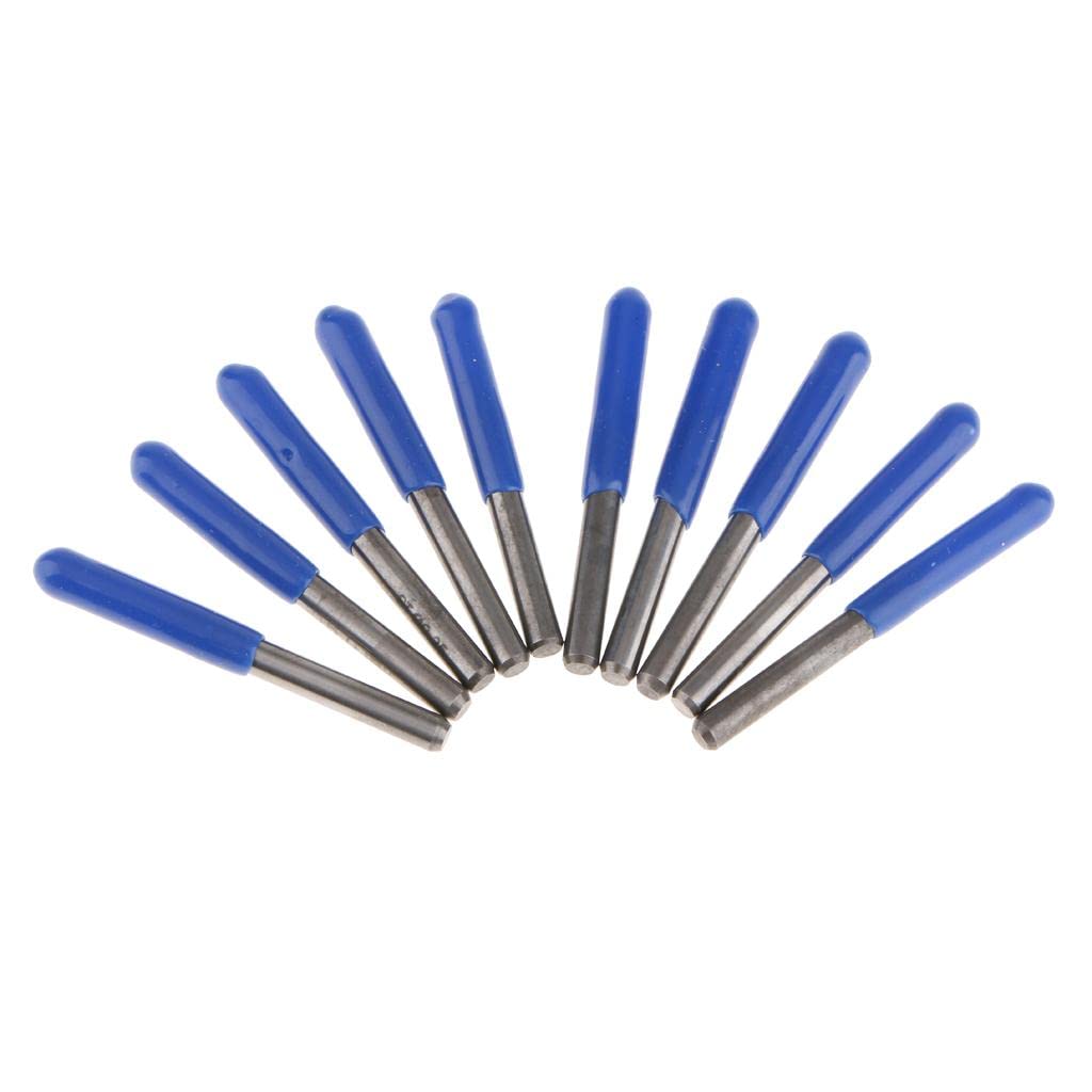 Juego de Brocas de Grabado de Acero de Precisión para Fresadora CNC - Paquete de 10, Gris plateado-15 grados