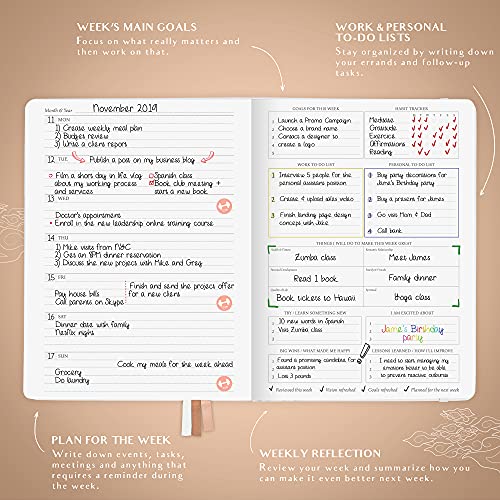Legend Planner Pro – Deluxe Weekly & Monthly Life Planner To Increase Productivity And Hit Your Goals. Time Management Organizer Notebook – Undated – 7 X 10" Hardcover + Stickers – White #TOP3