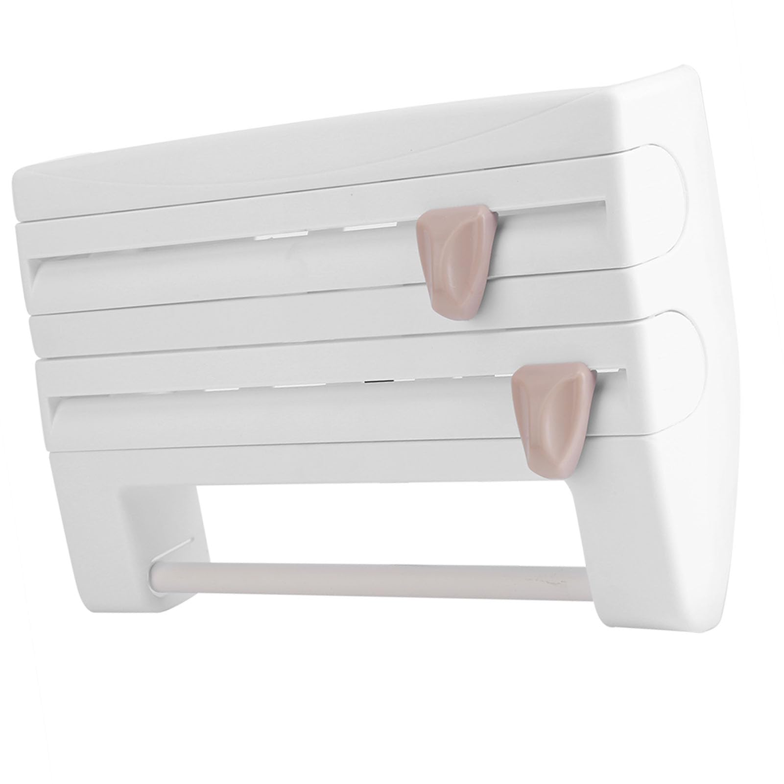 Portarrollos de pared con estante Portarrollos de cocina con cortador de papel de aluminio Portarrollos de papel para rollo de cocina(Blanco)