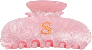 Acrylic Initial Cute Hair Clips Easter Birthday Gift for Women Teens Fashion Pink Glitter Hair Claw Clips Large Hair Clip Bridesmaid Gifts S