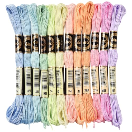 CABODYALS 12 Skeins 105 Yards Embroidery Floss Cross Stitch Threads ...