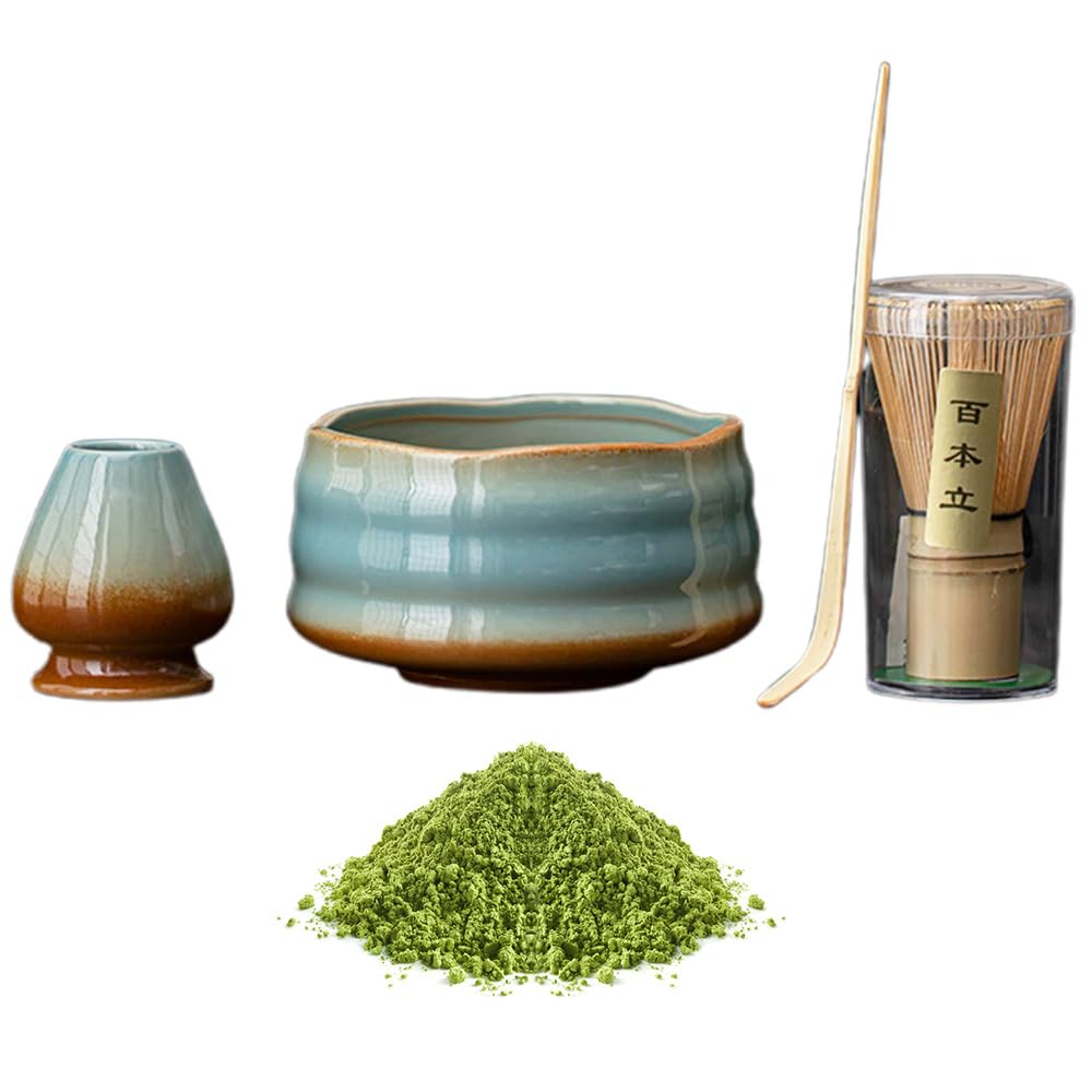 新品　茶道具 茶筅 松尾流　4個セット Amazon｜茶道具 お抹茶4点セット 製抹茶 抹茶茶碗 茶筅 茶筅くせ